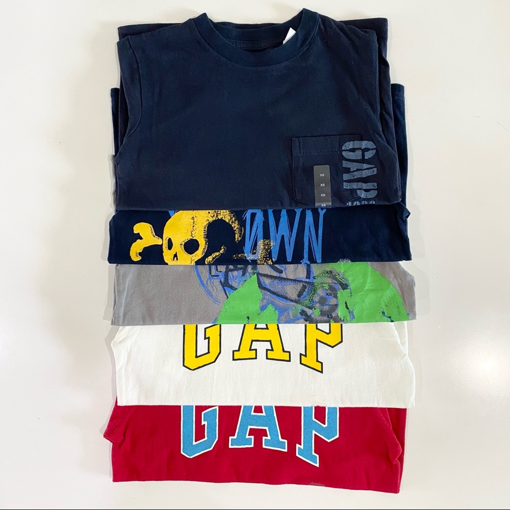 NWT Gap Boys Sz XS 4-5 Graphic Tee Shirt Bundle 5 pc Summer Tops New with Tags